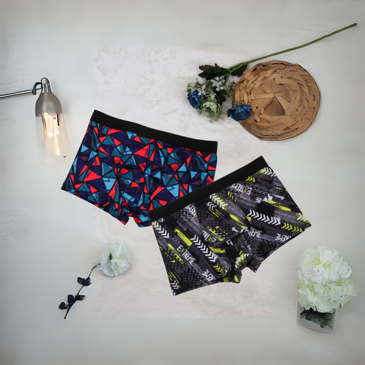 Men's Nylon Extra Thin Elastic Printed Underwear Boxer (combo of 2)