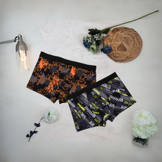 Men's Black  All Over Printed Boxers (combo of 2)