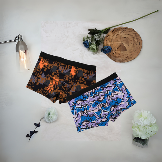 Men's Black  All Over Printed Boxers (pack of 2)