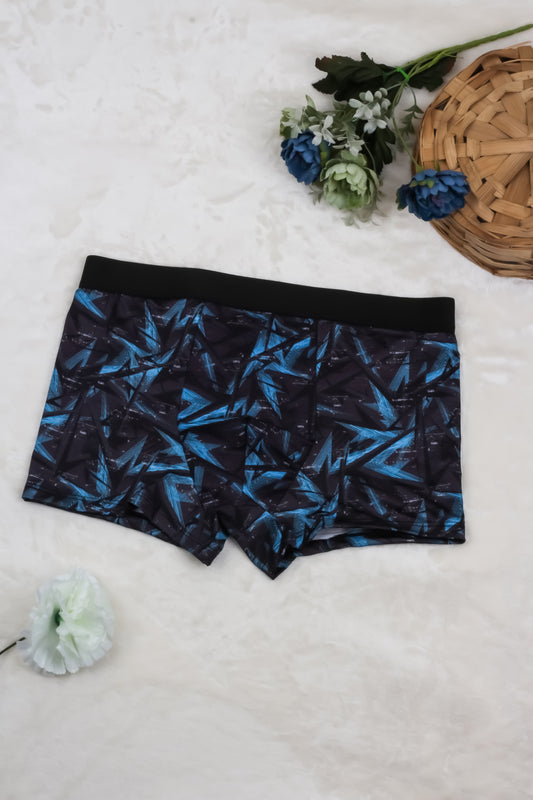 New Style Bottom Fold Man's Printed Underwear With Blue effect